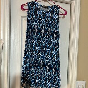 Lane Bryant Blue and Black Sleeveless Patterned Top